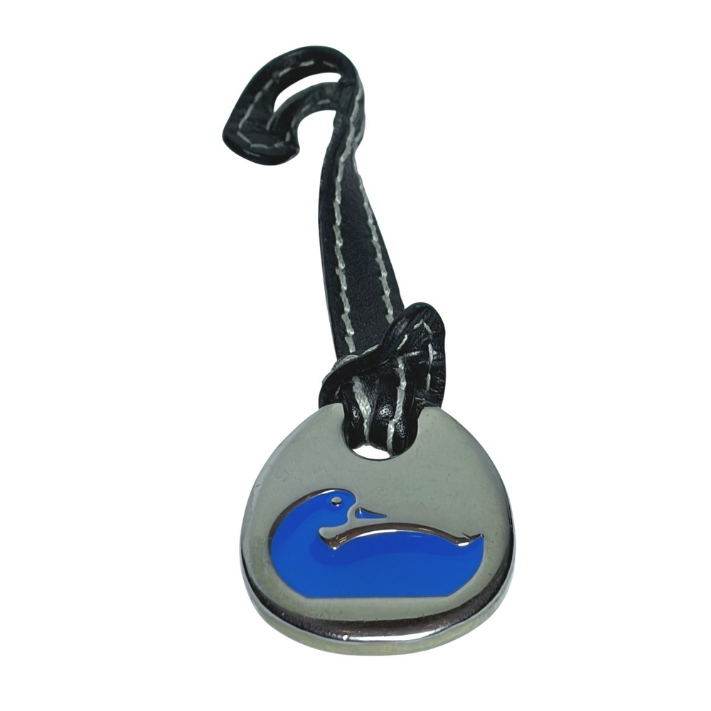 Dooney & Bourke Duck Logo Bag Charm Silver Tone Leather Strap - Picture 7 of 9
